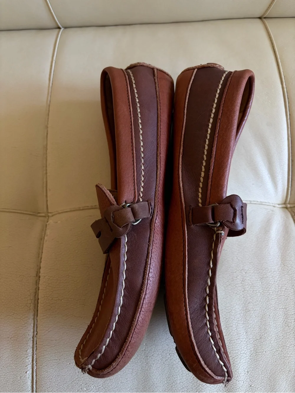 Tommy Bahama Mens Brown Leather Boat Shoes
